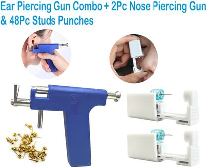 EPITECH MART Ear Gun Machine Kit & 2Pc Nose Piercing Gun 48Pc Stude Punches Permanent Tattoo Kit