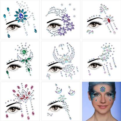 maycreate Gems Rhinestones Mermaid Face Jewels Festival Crystal Tea Face Multicolor Bindis