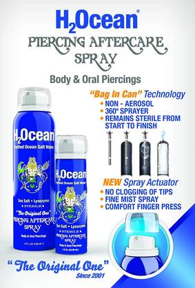 H2Ocean Piercing Aftercare Spray, 1.5 Fluid Ounce Temporary Tattoo Kit