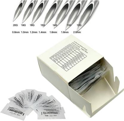 Forver tattoo 50pcs14G size EGar Nose Piercing Needles, Body Piercing Needles Permanent Tattoo Kit