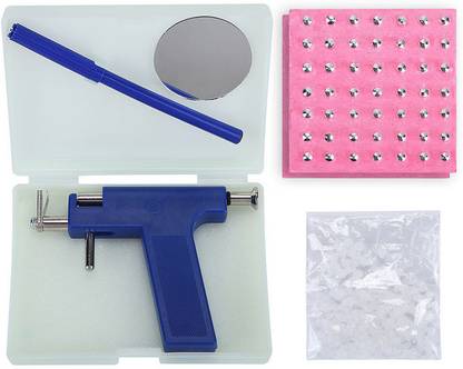 RAJry Ear Piercing Tool Set, 1 Gun, 1 Marker, 1 Glass, 98 Pcs Stude Punches & Punching Machines