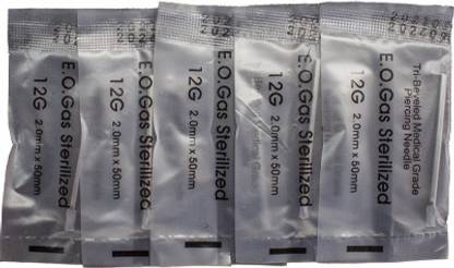 Mumbai Tattoo 12G PIRCING NEEDLES (PACK OF 5) Disposable Round Tattoo Needles