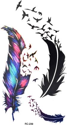S.A.V.I 3D Temporary Tattoo Feather Design Size 10.5x6cm - 1pc, Black, 4 g