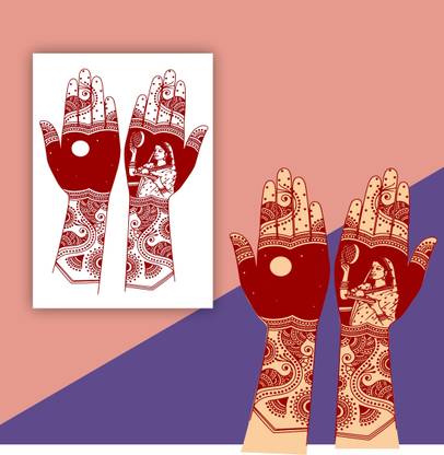 komstec Karwa Chauth Henna Mehndi Tattoo Sticker For Girls And Women Tattoo
