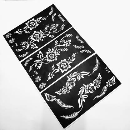 KICKWIX Heena stencil sticker reusable,for Both Hand Mehandi Stencil Sticker Design1725 Temporary Tattoo Kit