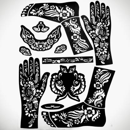 SADIKSHA Henna Stencil Self-Adhesive Flower Floral Design Henna Tattoos Stencils