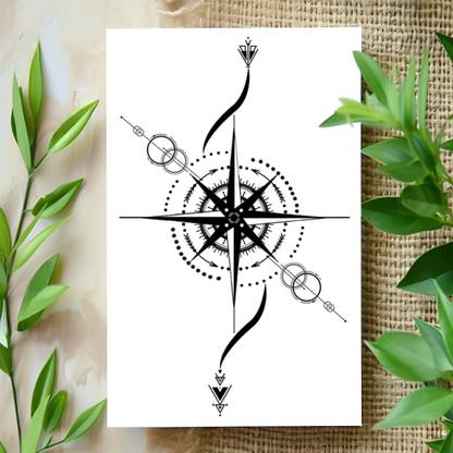 surmul Black And White Compass Sticker,