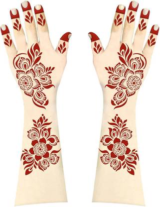 careone gallery Mehandi Art Stickers Stencils Set of 1 With Instant Henna Cone