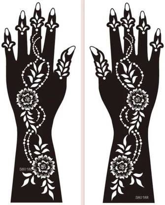 akkad Heena Mehndi Sticker for Hands & Feet – Reusable Henna Design Stencils for Women