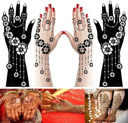 KICKWIX Henna Tattoo Stencil Women Girls Hand Finger Paint Temporary Tattoo