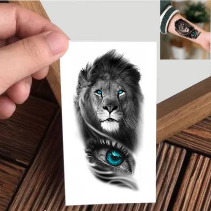 Vanvati Lion With Blue eyes Temporary Tattoo