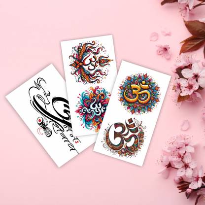 Vanvati Om Namaha Shivaye With Manadev Damru & Om With Trishul Design Temporary Tattoo