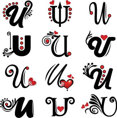 Temporary Tattoowala U Name Latter Tattoo Multi Heart Wings For Boys and Girls Temporary Body Tattoo