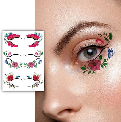 S.A.V.I 3 Pairs Floral Eye Makeup Temporary Tattoo Stickers – Waterproof & Eas
