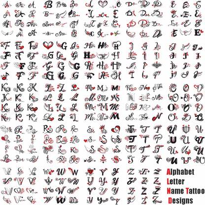 komstec A to Z Alphabet Name Letter Temporary Tattoo Sticker For Male And Female Tattoo