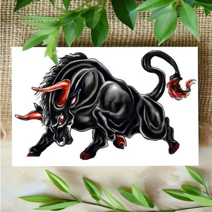 surmul Angry Bull Temporary Black Tattoo Stickers For Male And Female