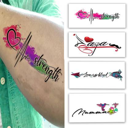 Temporary Tattoowala Temporary Tattoowala New Quart Line Tattoo Combo Temporary Body Tattoo Pack of 4