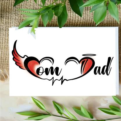 surmul Mom Dad With Wings And Heartbeat Tattoos,