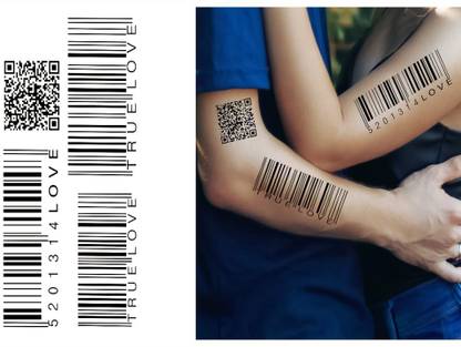 voorkoms Love Barcode Temporary Tattoo Stickers For Male And Female Fake Waterproof