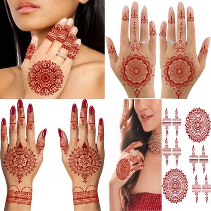 komstec Cultural Fusion Mehndi Design Henna Temporary Tattoo Combo Pack of 4 Body Art