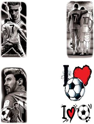 voorkoms Football Lover Temporary Tattoos Ronaldo Style, Messi Pack of 4