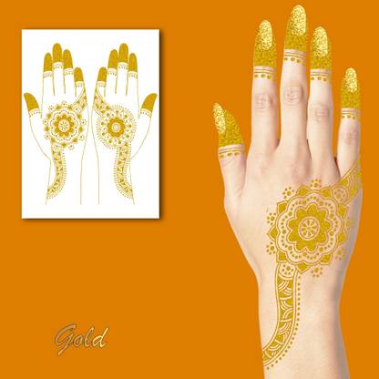 komstec Mandala Circle Flower Design On Palm & Full Hand For All Event