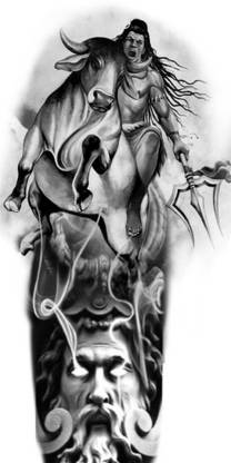 Ordershock Mahadev And Nandi Tattoo Stickers For Male And Female Tattoo Body Art