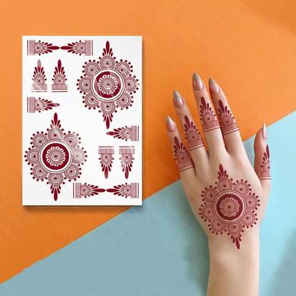 TATMODS Sitar Music Notes Design Henna Temporary Waterproof Tattoo For Women Girls