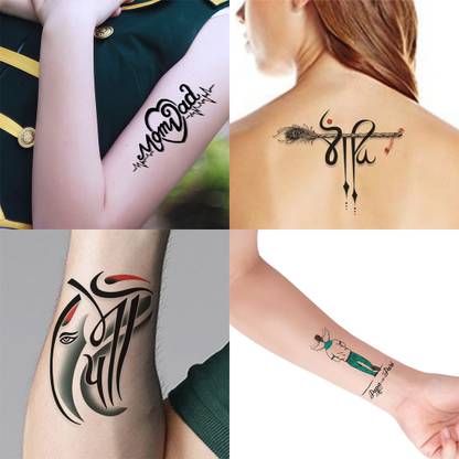 Ordershock Ordershock Mom Dad Trible Ganesh Designs Pack 4 Temporary Tattoo (2x4 Inch)