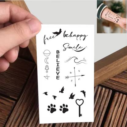 Vanvati Bird, Pow, Happy And Smile Temporary Tattoo