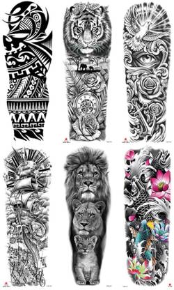 HASTHIP 6 sheets Temporary Tattoos for Arm, Legs, Large Sleeve Tattoos Temporary