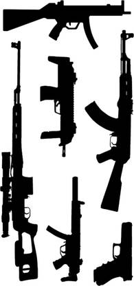 fashionoid Gun Pack 6 in 1 AK-47 Sniper M-30 Machine Gun Pistol Waterproof Temporary Tattoo