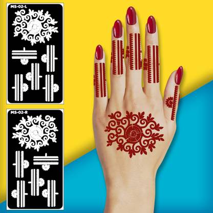 surmul Unique Hand Mehndi Stencil Stickers One Set For Both Hand
