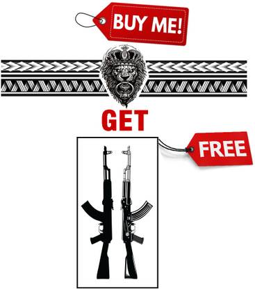 TATMODS N_Lion Trible Hand Band With Gun AK47 Coombo Tattoo Temporary Tattoo