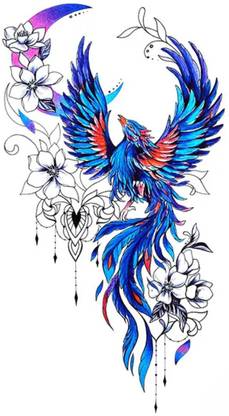 Ordershock Bird Tribal With Flower Tattoo Stickers For Male And Female Tattoo Body Art