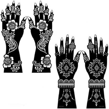 VRAJ STYLES Henna Stencil Self-Adhesive Flower Floral Design Henna Tattoos Stencils