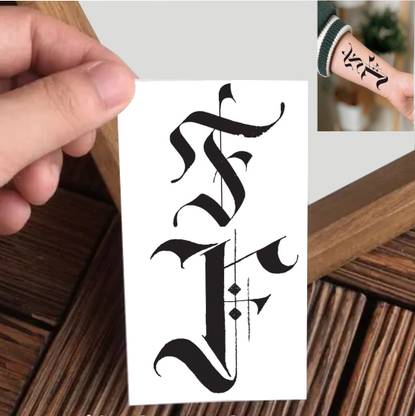 Vanvati Black Artistic Bold F Letter Tattoo Sticker