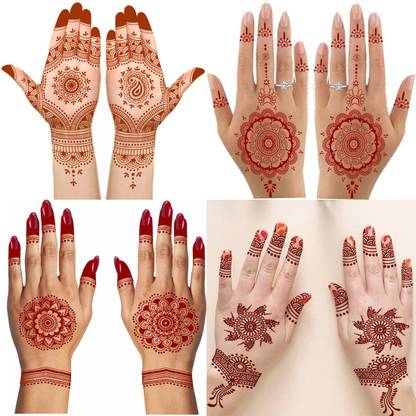 komstec Mystical Moon Henna Temporary Tattoo Combo Pack of 4 Body Art For Woman