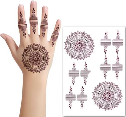 TATMODS Mandala Mehndi Design Henna Temporary Waterproof Body Tattoo For Women and Girls