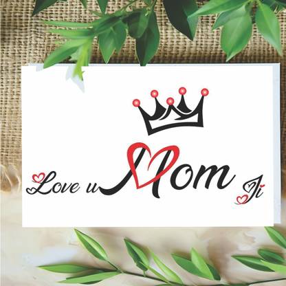 surmul Red And Black Love You Mom With Crown Temporary Sticker Tattoos,