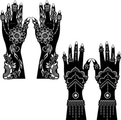 KICKWIX Heena stencil sticker reusable,for Both Hand Mehandi Stencil Sticker Design1755