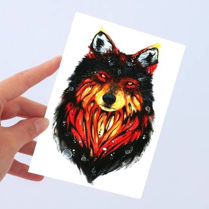 TATMODS Black Wolf Danger Wrist Temporary Tattoo For Men Woman Waterproof Body Tattoo