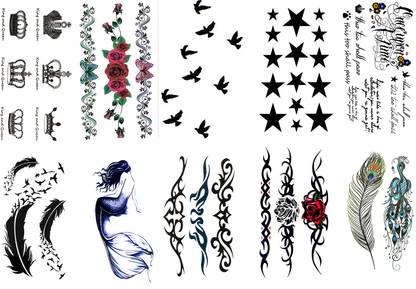 S.A.V.I Pack of 10 Waterproof Temporary Tattoo Stickers