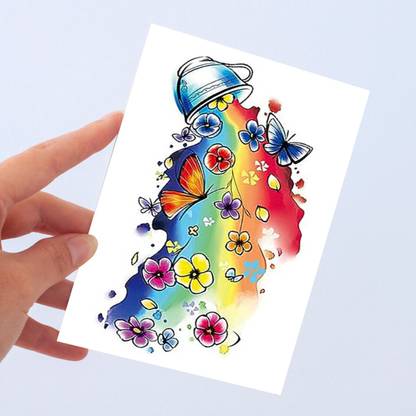 TATMODS Butterfly Cups Colourful Temporary Tattoo For Men Woman Waterproof Body Tattoo