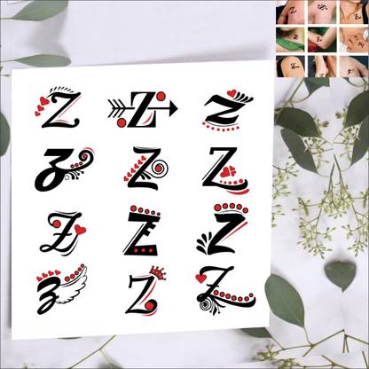 surmul Multicolor Design Z Letter Sticker Tattoos,