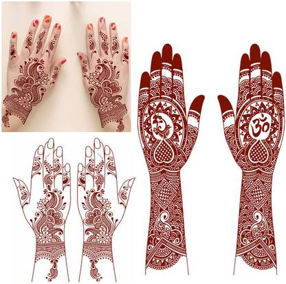 Ordershock Full Hand Henna God Ganeshsa Flower Mandala Tattoo Temporary Body Tattoo Pack 2