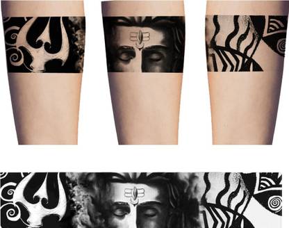 voorkoms Shiv God Tribal Hand Band Tattoo Waterproof Men and Women Temporary Body Tattoo