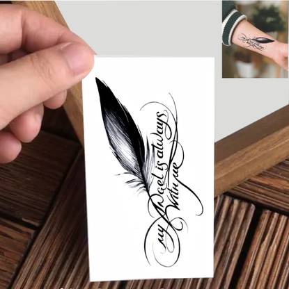 Vanvati Black And White Feather Temporary Tattoo