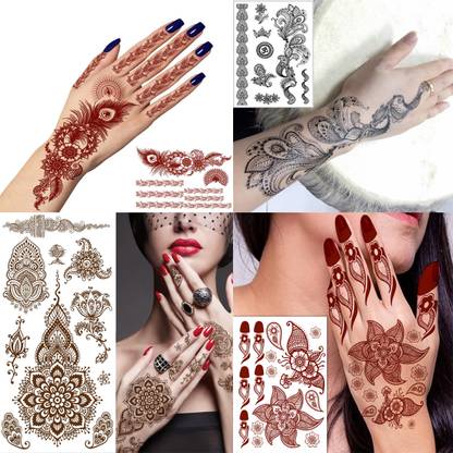 Temporary Tattoowala Boho Dreamcatcher Henna Temporary Tattoo Combo Pack of 4 Intricate Body Art