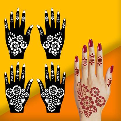 komstec Combo Mehndi Stencils for Fast and Easy Application at Home Pack Of 2